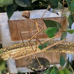 Copper Wire Skier Sculpture figure gift decor